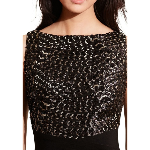 Ralph Lauren Sequin Embroidered Jersey Gown - Picture 4 of 8